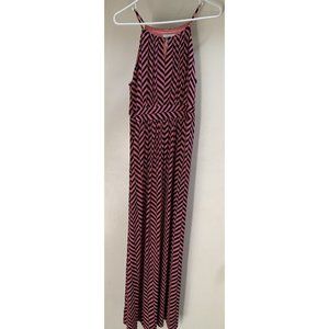 Ann Taylor LOFT Pink Blue Stripe Maxi Sun Dress Large Sleeveless RARE GORGEOUS